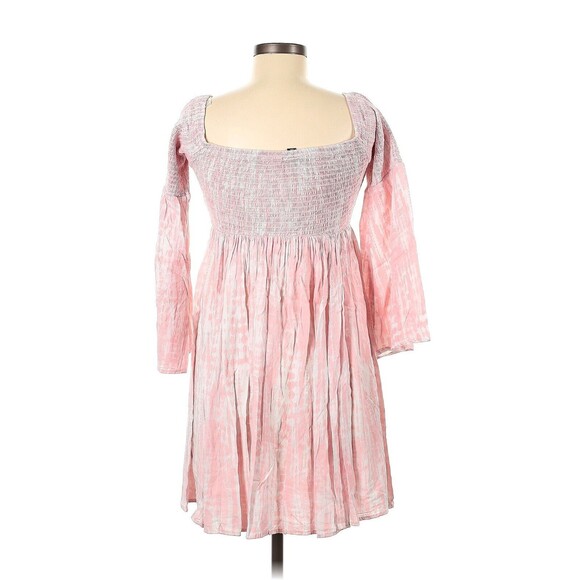 Torrid Womens M/L Dress Fairy Short Cottagecore Pink Textured Smocked Boho - Picture 2 of 4